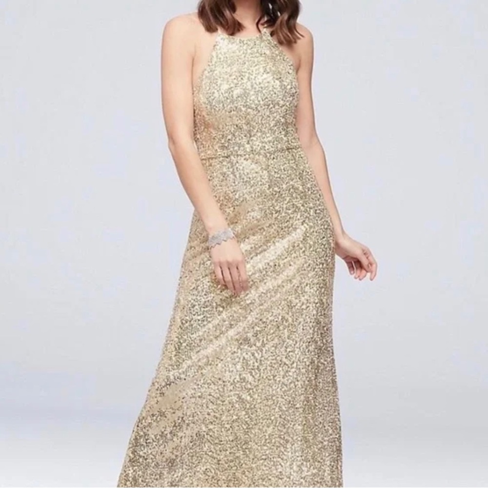 Platinum Cross-Back All Sequin Gown